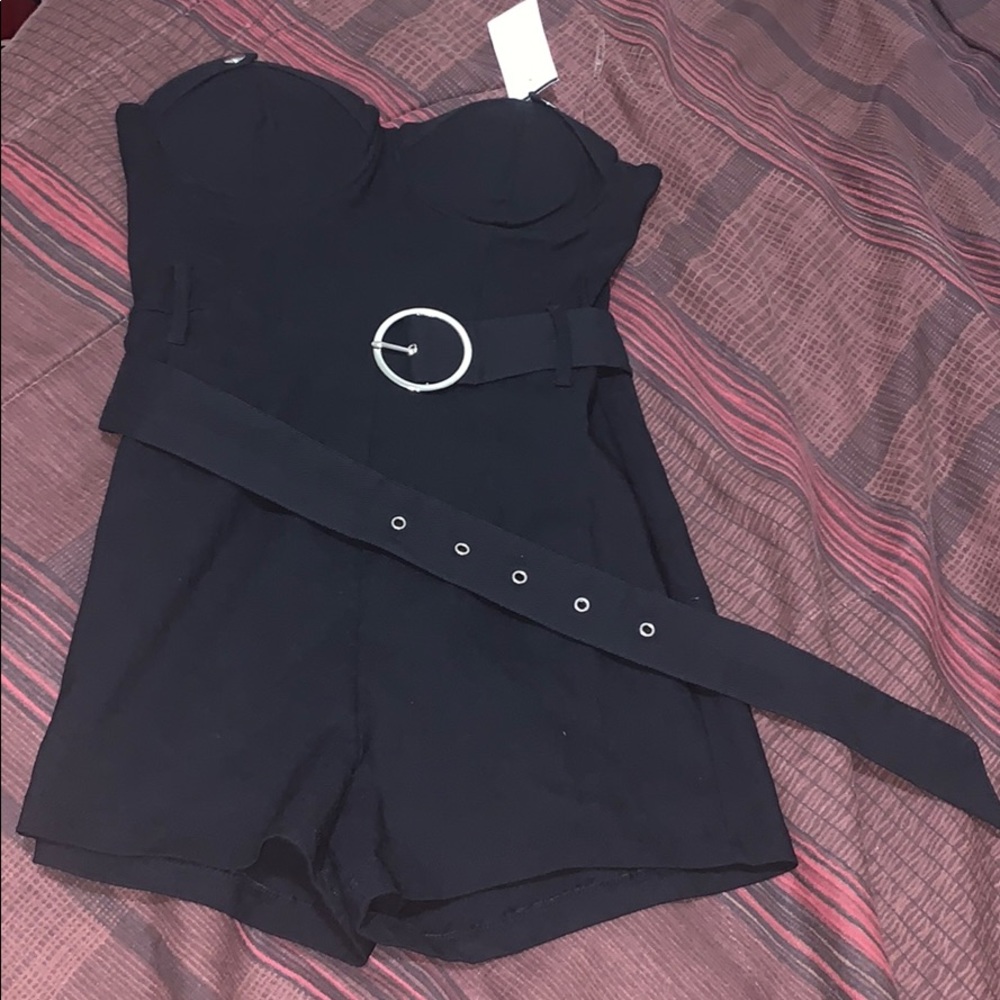 Black Romper with Belt